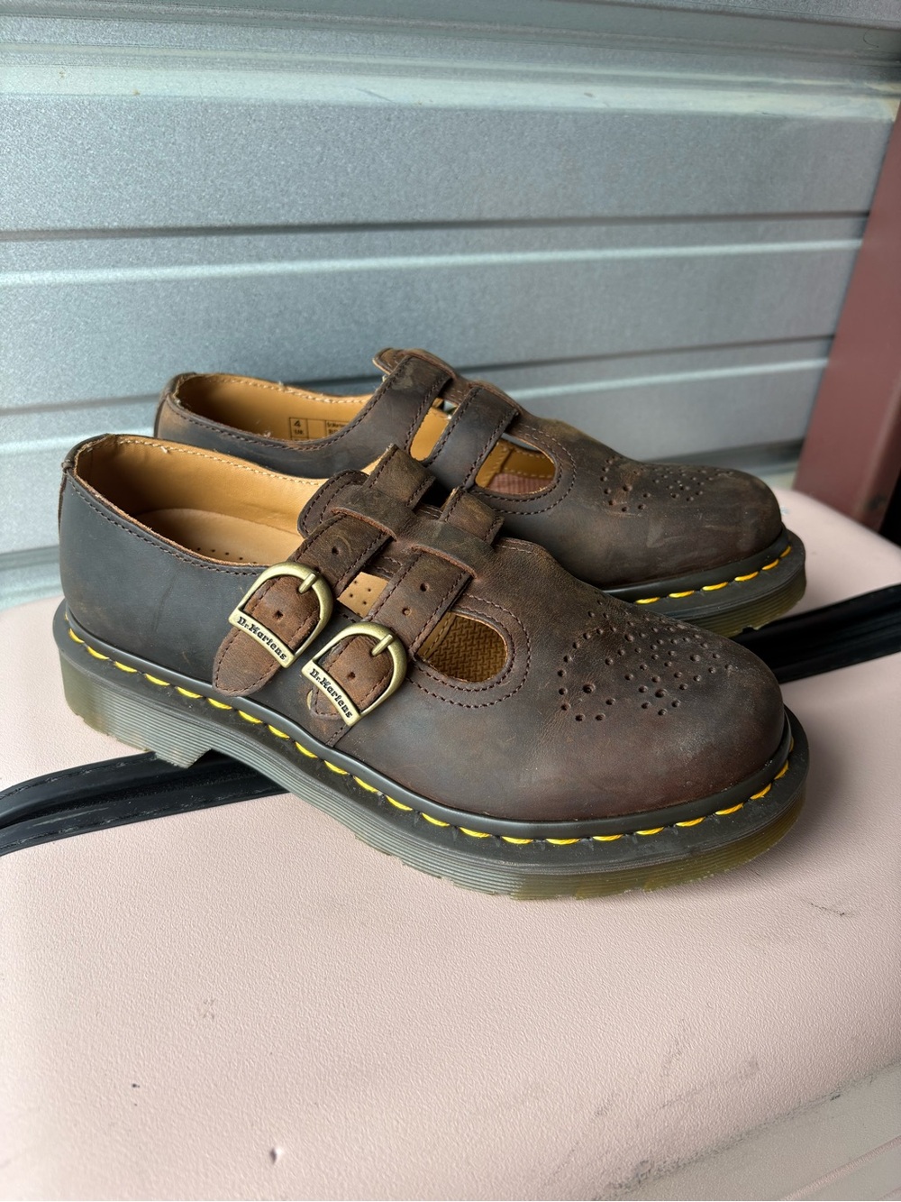 Dr. Martens Chocolate Brown Double-Buckle Mary Jane Shoes
